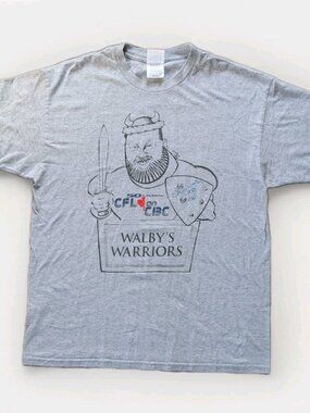 2007 Walbys Warriors CFL on CBC Signed T‑Shirt XL Made in Canada Chris Walby #63